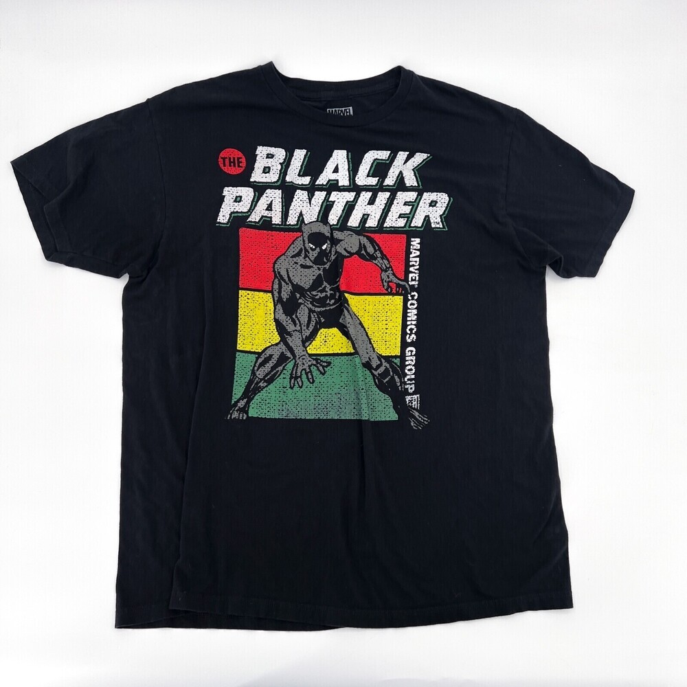 Black Panther Marvel Shirt Adult Extra Large Black Graphic Tee Comic Stan lee